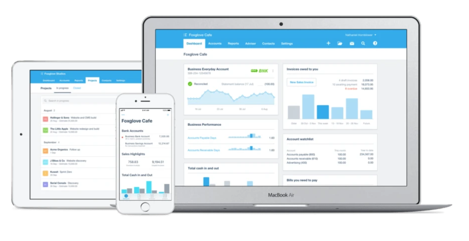 Screenshots of business accounting software by xero
